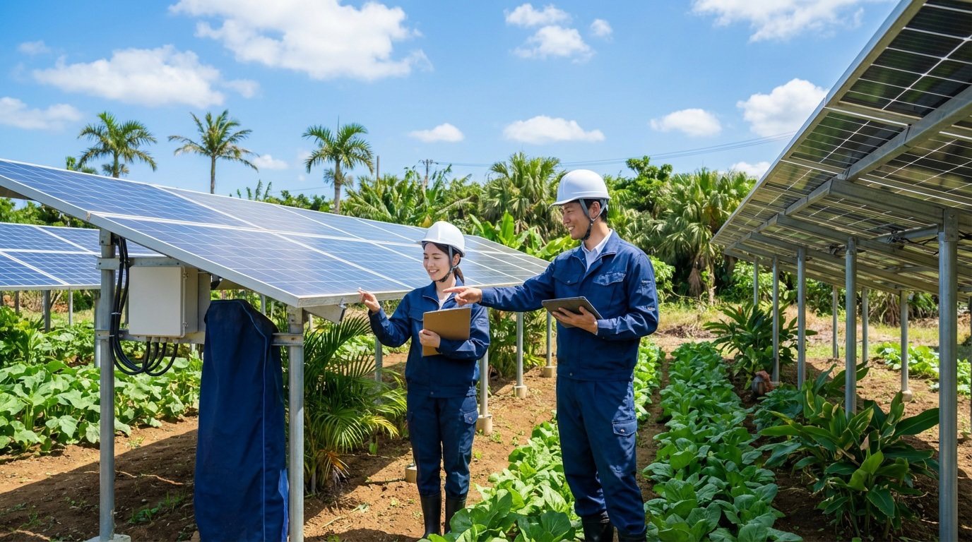 ソーラーシェアリングで沖縄の農業と発電を両立